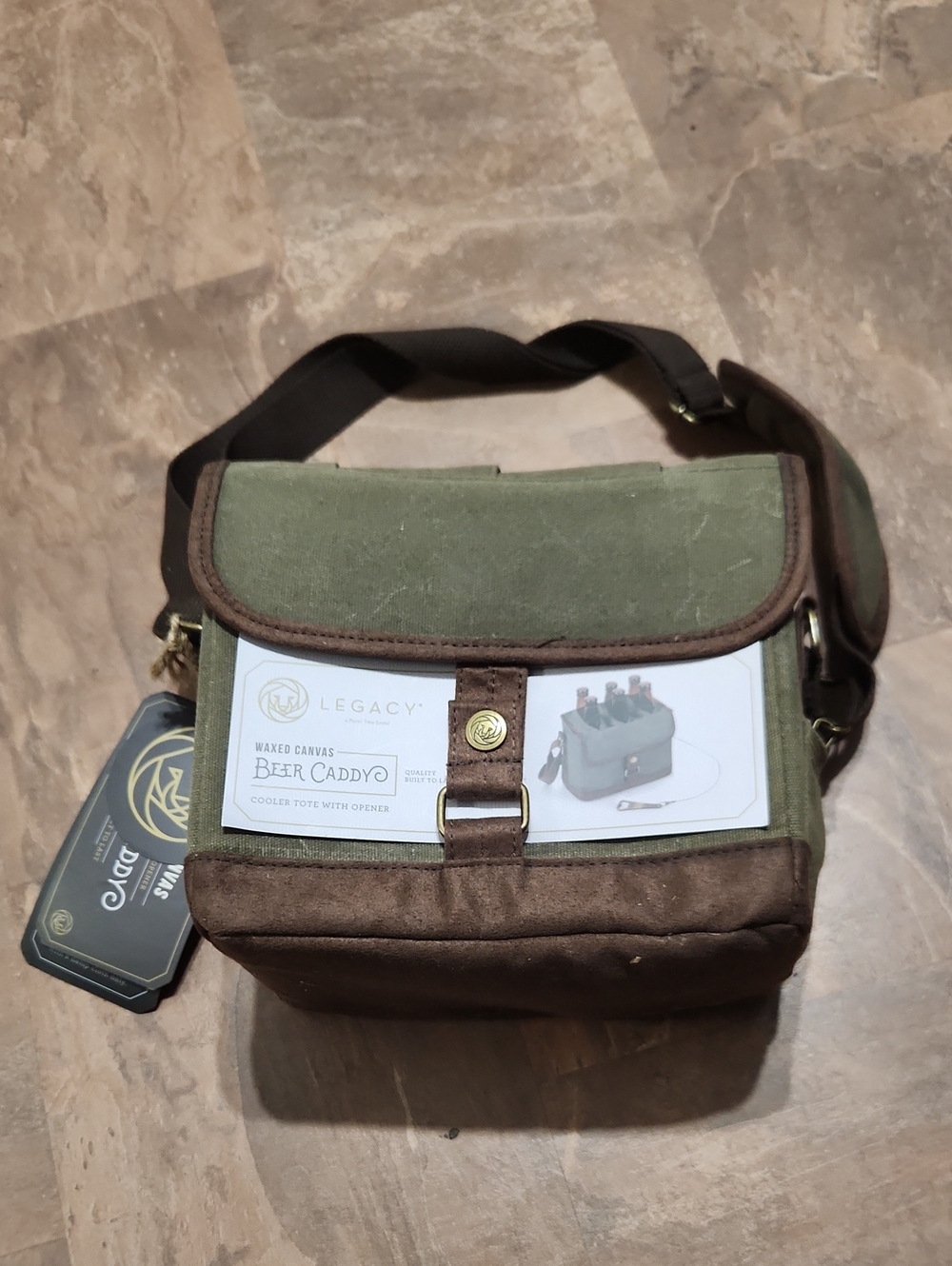 Legacy Olive Green and Brown Waxed Canvas Duffel Cooler Tote,Beer,sodas,etc.